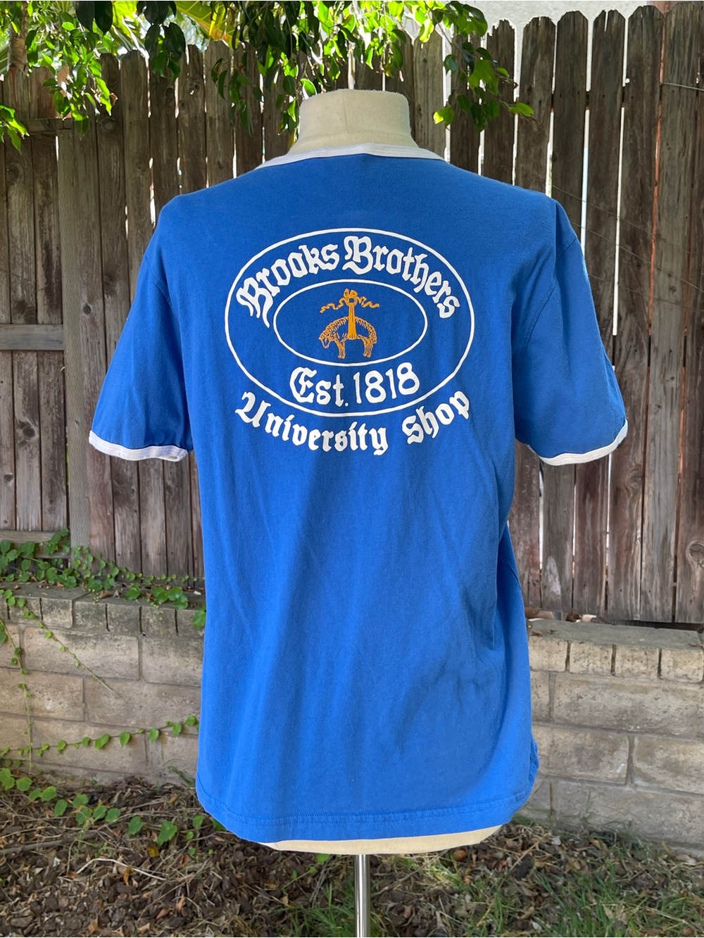 Brooks Brothers Blue Short-Sleeve University Shop Logo T-Shirt preppy streetwear
